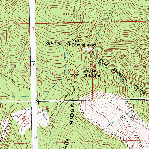Topographic Map of Mush Saddle, ID