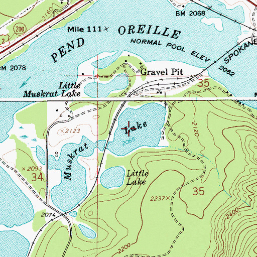 Topographic Map of Muskrat Lake, ID
