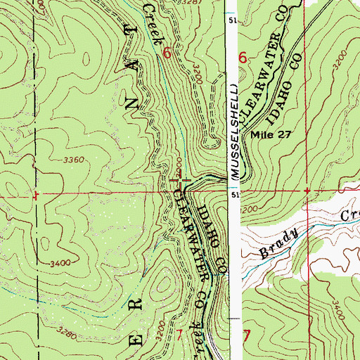 Topographic Map of Musselshell Creek, ID