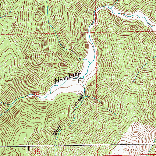 Topographic Map of Mutt Creek, ID