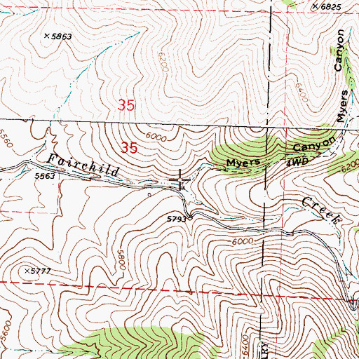 Topographic Map of Myers Canyon, ID
