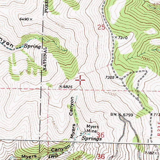 Topographic Map of Myers Mine, ID