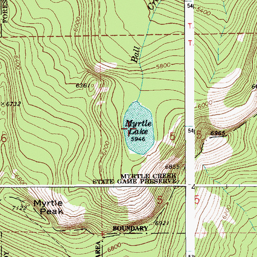 Topographic Map of Myrtle Lake, ID
