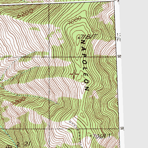 Topographic Map of Napoleon Ridge, ID