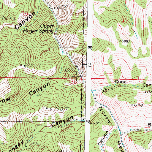 Topographic Map of Narrow Canyon, ID