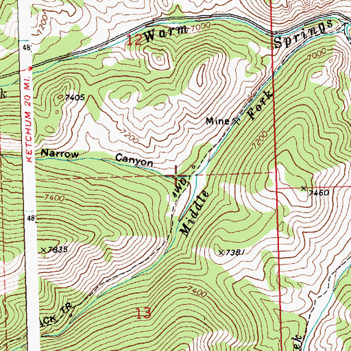 Topographic Map of Narrow Canyon, ID