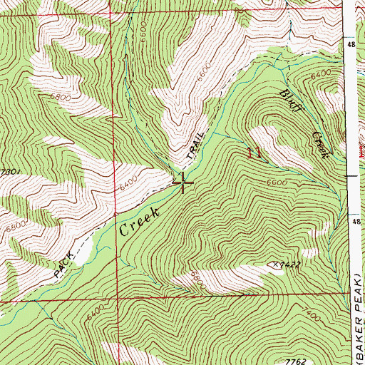 Topographic Map of Narrow Creek, ID