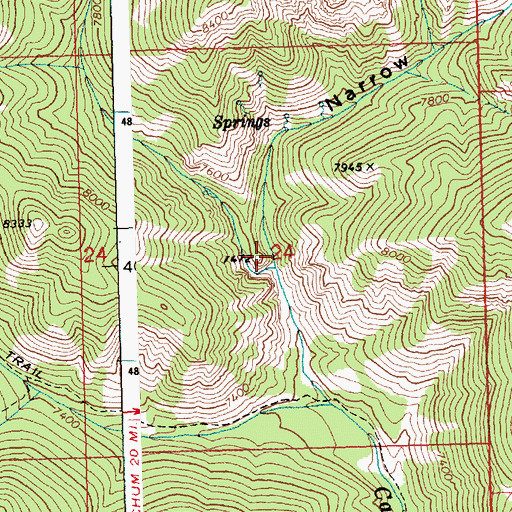 Topographic Map of Narrow Gorge, ID