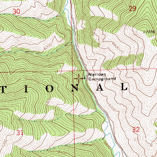Topographic Map of Narrows Campground, ID
