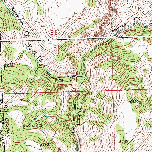 Topographic Map of Narrows Creek, ID
