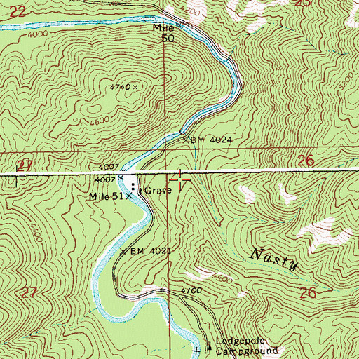 Topographic Map of Nasty Creek, ID