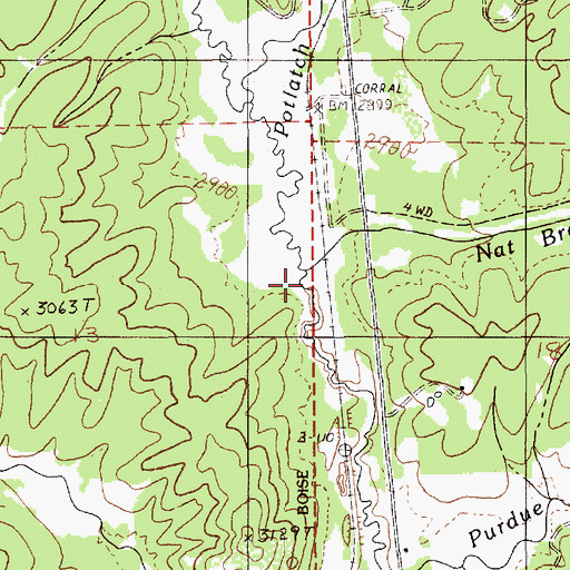 Topographic Map of Nat Brown Creek, ID