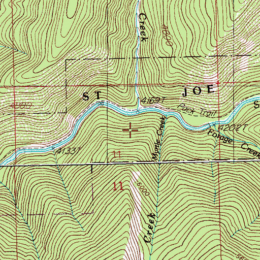 Topographic Map of Needle Creek, ID