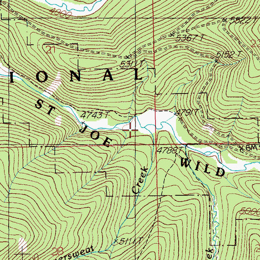 Topographic Map of Neversweat Creek, ID