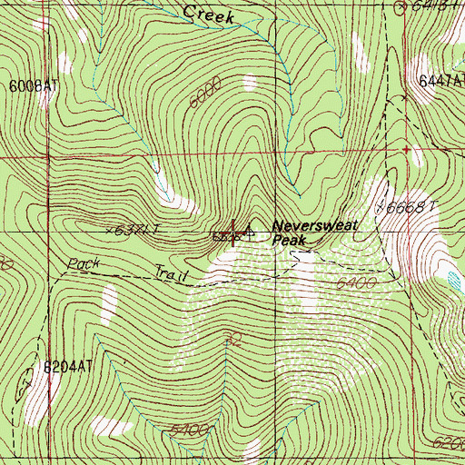 Topographic Map of Neversweat Peak, ID