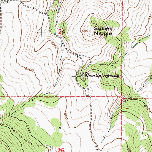 Topographic Map of Neville Spring, ID