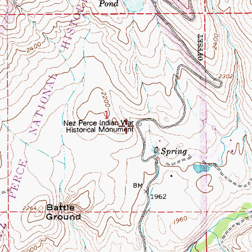 Topographic Map of Nezperce Indian War Historical Monument, ID