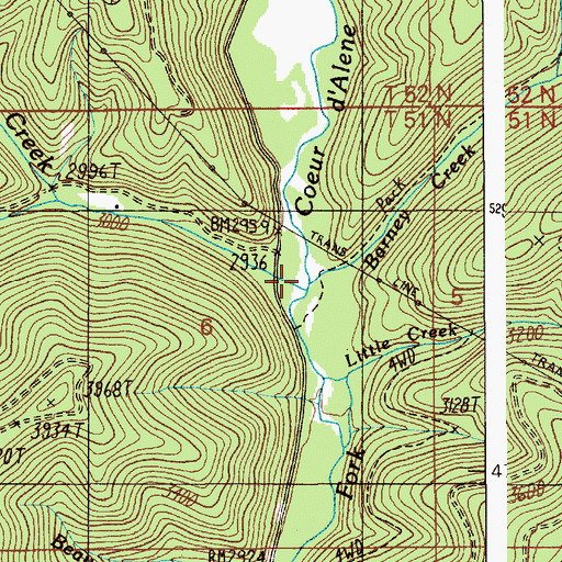 Topographic Map of Nicholas Creek, ID
