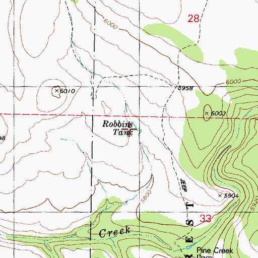 Topographic Map of Robbins Tank, AZ