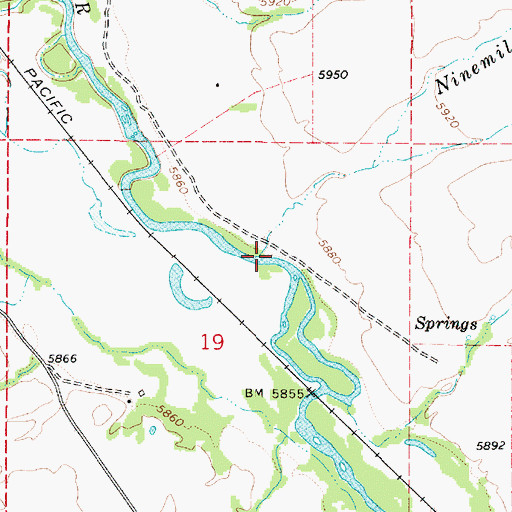 Topographic Map of Ninemile Creek, ID