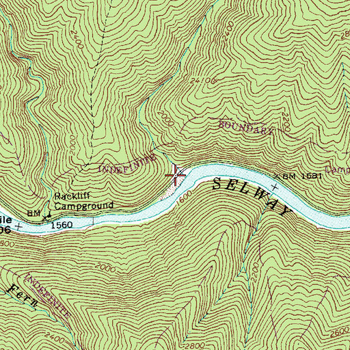 Topographic Map of Nineteenmile Creek, ID