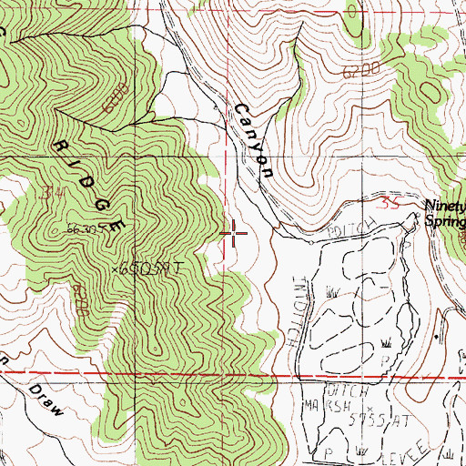Topographic Map of Ninety Percent Canyon, ID