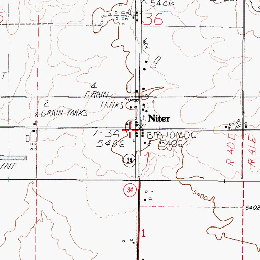 Topographic Map of Niter, ID