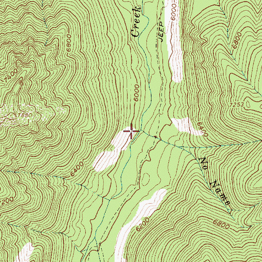Topographic Map of No Name Creek, ID