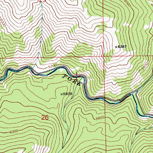 Topographic Map of No Mans Creek, ID