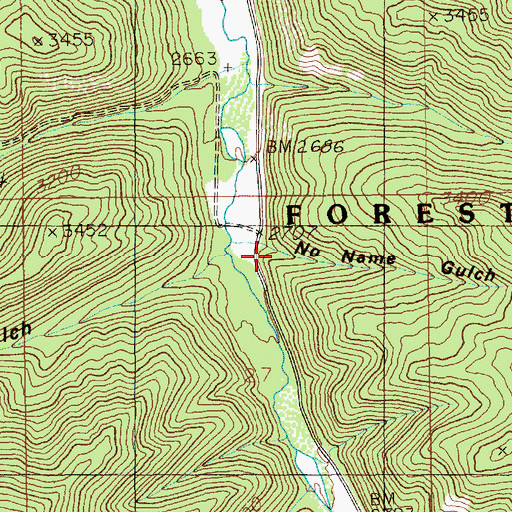 Topographic Map of No Name Gulch, ID