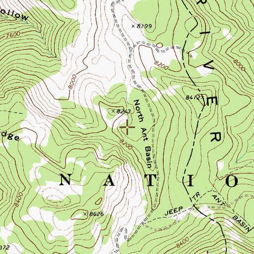 Topographic Map of North Ant Basin, ID