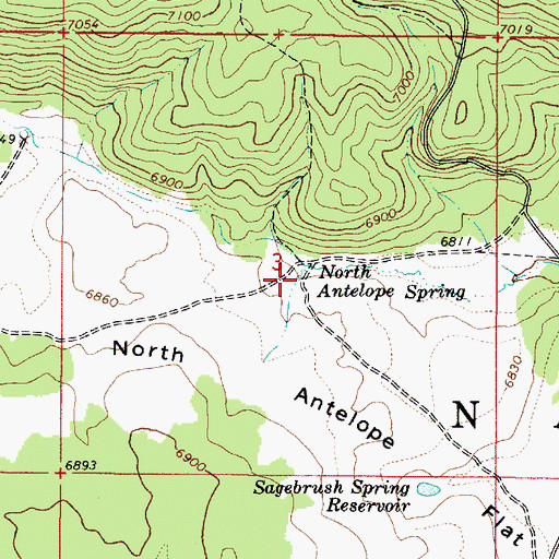 Topographic Map of North Antelope Spring, ID
