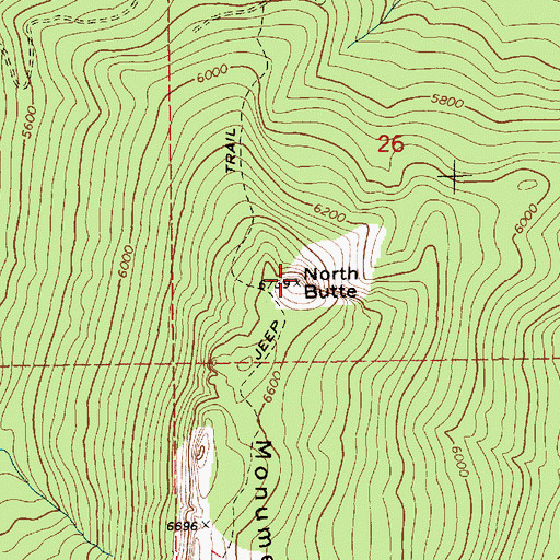 Topographic Map of North Butte, ID