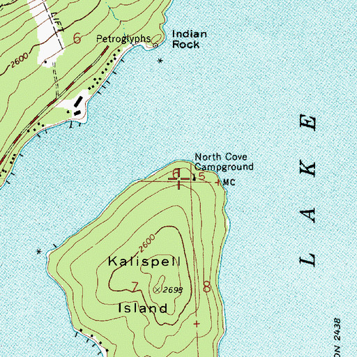 Topographic Map of North Cove Campground, ID