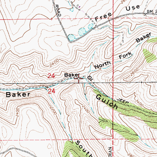 Topographic Map of North Fork Baker Gulch, ID
