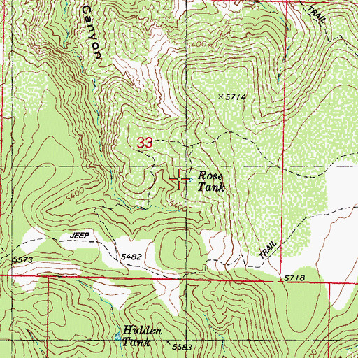 Topographic Map of Rose Tank, AZ