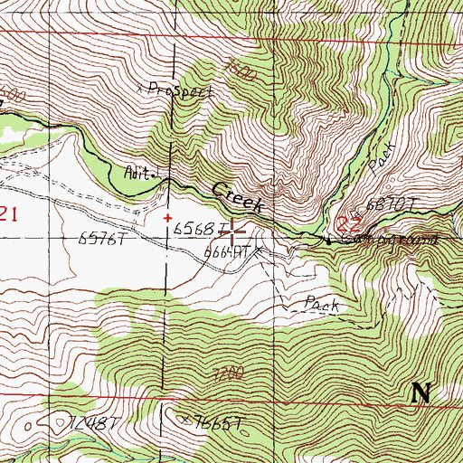Topographic Map of North Fork Big Creek, ID