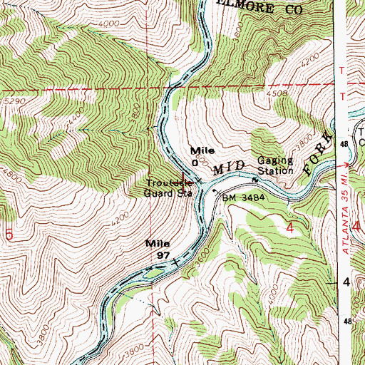 Topographic Map of North Fork Boise River, ID
