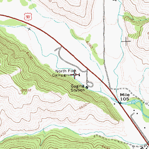 Topographic Map of North Fork Campground, ID