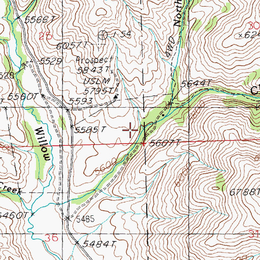 Topographic Map of North Fork Cherry Creek, ID