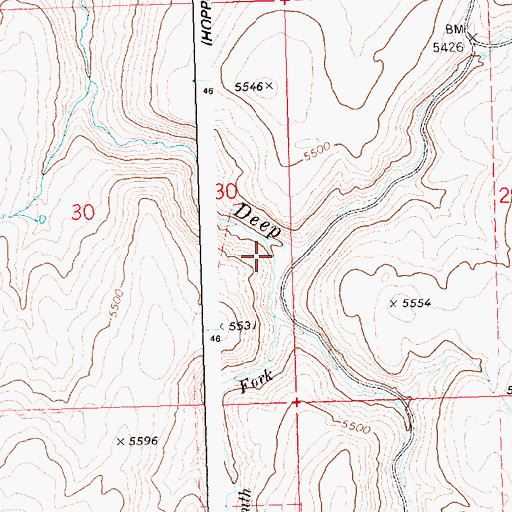 Topographic Map of North Fork Deep Creek, ID