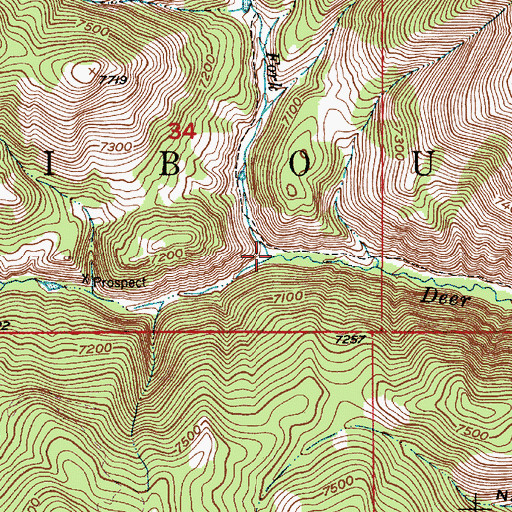 Topographic Map of North Fork Deer Creek, ID