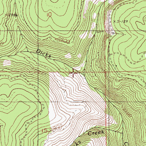 Topographic Map of North Fork Dicks Creek, ID