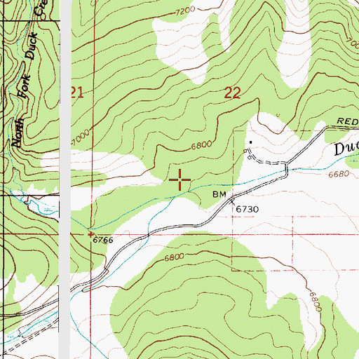 Topographic Map of North Fork Duck Creek, ID