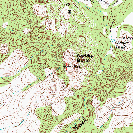 Topographic Map of Saddle Butte, AZ