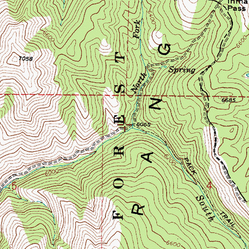 Topographic Map of North Fork Inman Creek, ID