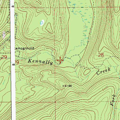 Topographic Map of North Fork Kennally Creek, ID