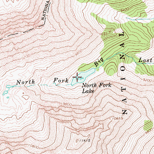 Topographic Map of North Fork Lake, ID