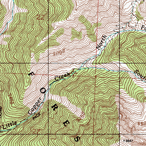 Topographic Map of North Fork Little Copper Creek, ID