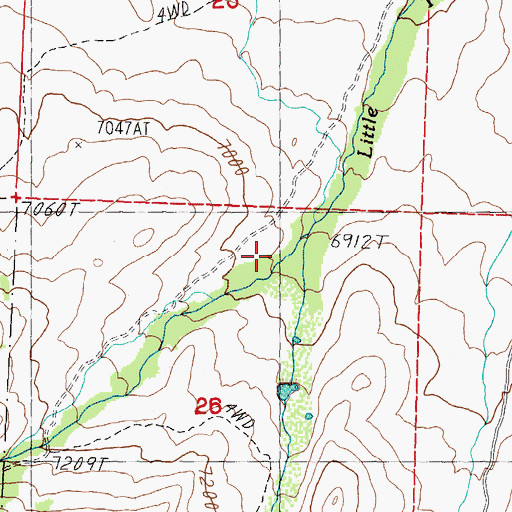 Topographic Map of North Fork Little Timber Creek, ID